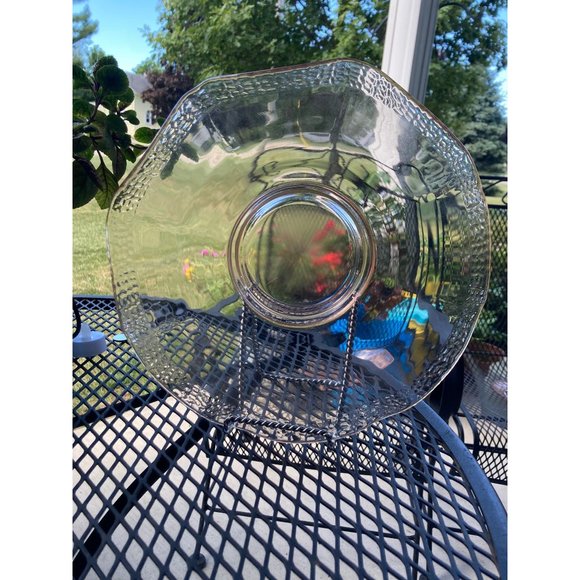 Vintage Pink Depression Clear Glass Ruffled Plate Dish 11.5" GORGEOUS EUC - Picture 5 of 5